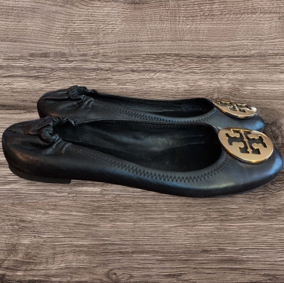 Tory Burch Black Leather MINNIE TRAVEL BALLET - Picture 3 of 5